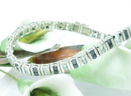 Sterling Silver Midnight Sapphire Blue Topaz Tennis Bracelet 7.25&quot; - $62.00