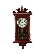 Bedford Collection 25 Inch Wall Clock with Pendulum and Chime in Dark Re... - $162.59