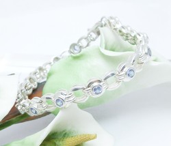 Sterling Silver Tanzanite Link Tennis Bracelet 7.25&quot; - $144.00