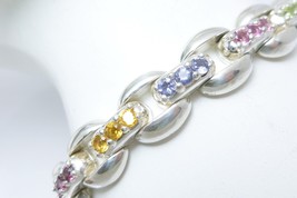 Sterling Silver Multi-Gemstone Panther Link Bracelet 7.25&quot; - $105.00