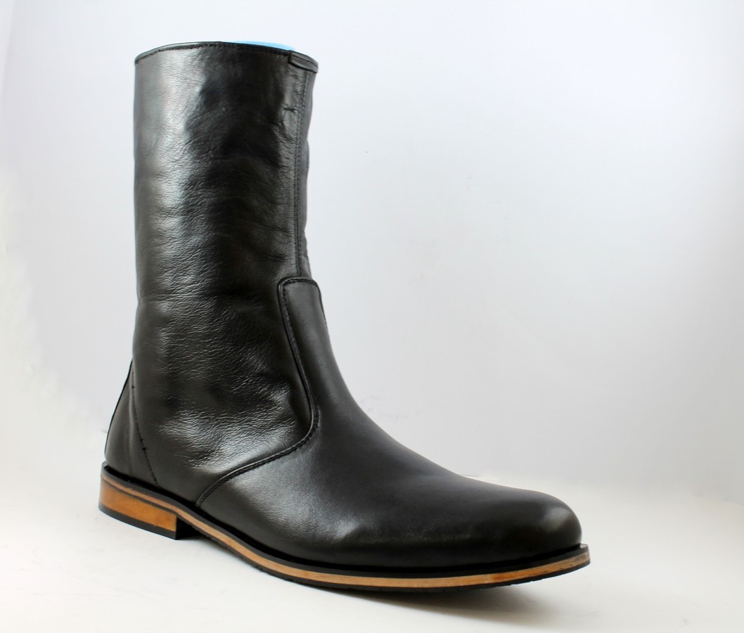 men's black zipper boots