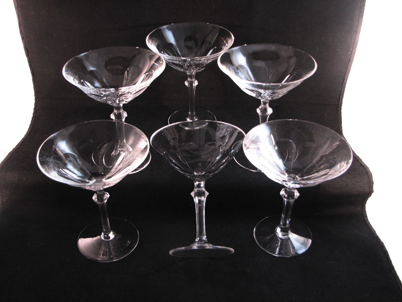 Josair Roxy Martini Goblet Crystal Clear 8 Cut Panel Knob Stem 5 38 Plain Foot Other