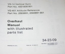honeywell VG-14 Vertical Gyro & VG-401 Attitude Reference Overhaul manual vol2a - $148.50