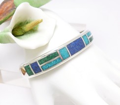 Stoneform Turquoise Malachite and Lapis Inlay Cuff Bracelet  - $69.00
