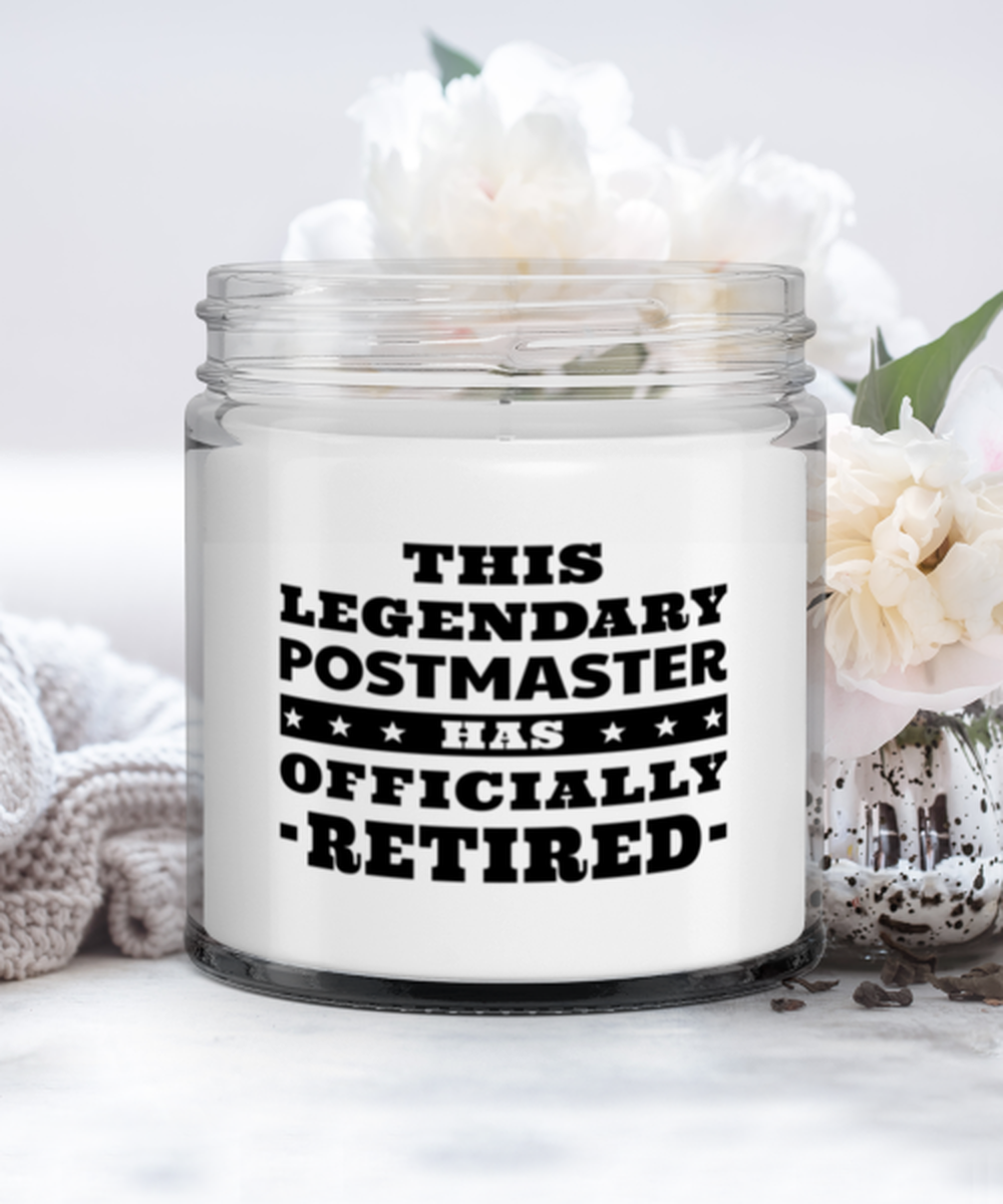 Postmaster Retirement Candle - This Legendary Has Officially - Funny 9 oz Hand