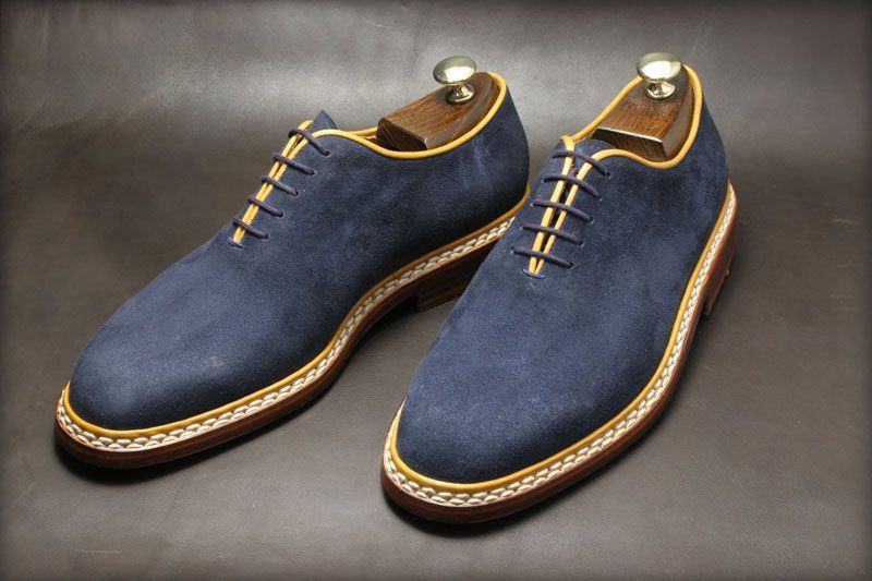 Handmade men Navy blue Suede dress shoes Mens Suede shoes Mens formal ...