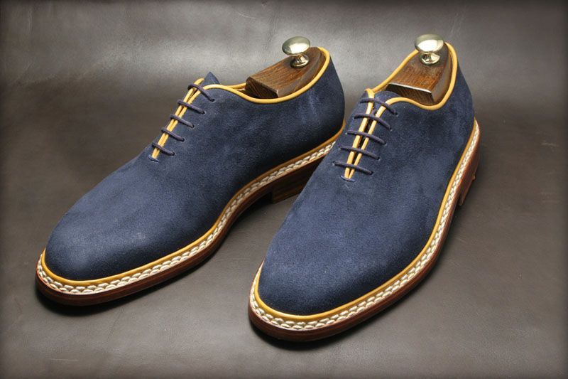 Handmade men Navy blue Suede dress shoes Mens Suede shoes Mens formal