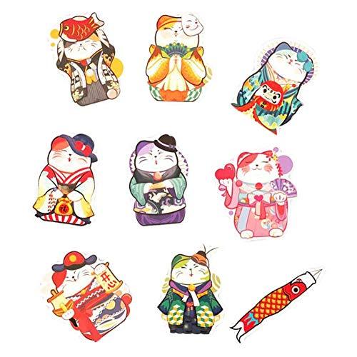 18 Pcs Stickers Japanese Style Lucky Cat Suitcase Stickers Vinyl Decals Stickers