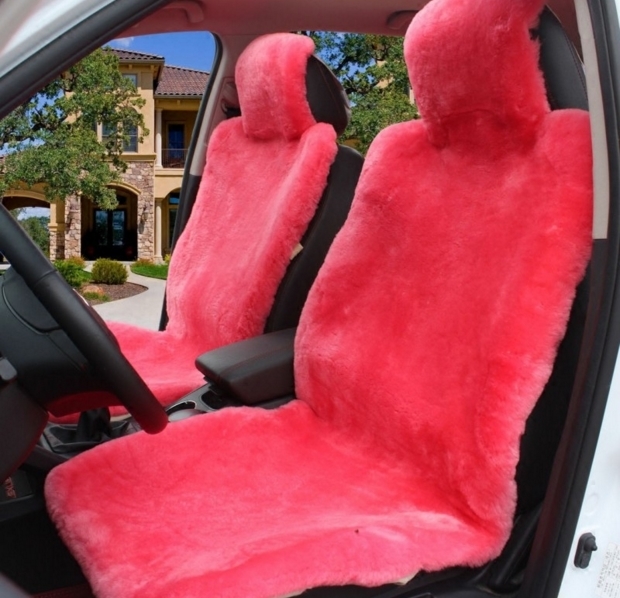 5 Seats Luxury Sheepskin Seat Cover Sheep Skin Car Covers pink