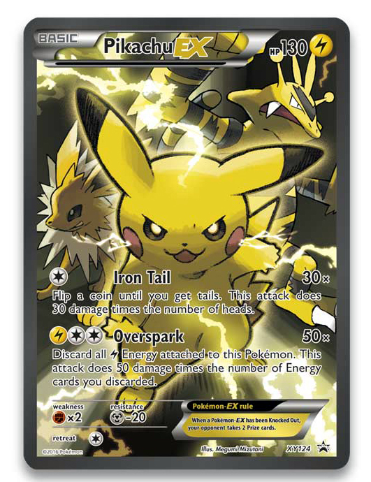 PIKACHU EX FULL ART XY124 BLACK STAR PROMO RED AND BLUE - Pokémon ...