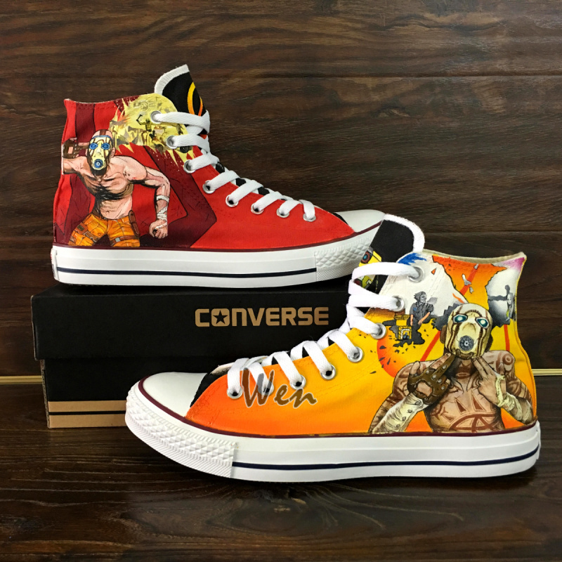 Borderlands 2 Design Hand Painted Converse All Star Canvas Shoes Unisex Sneakers