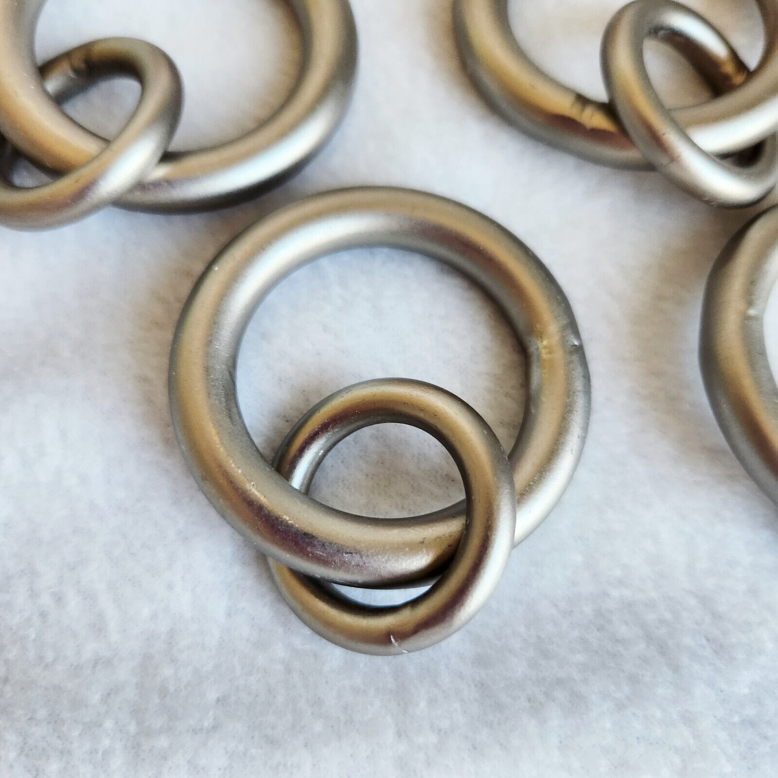 Set of 7 Pottery Barn Double Rings Pewter Small Curtain 1.25" Round New - $18.43