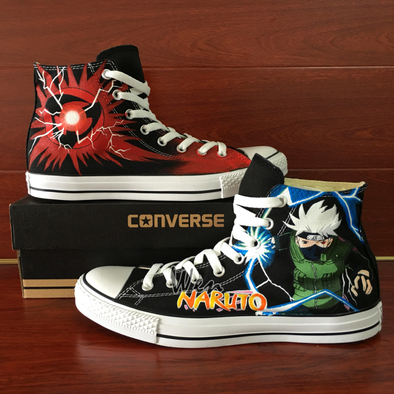 Anime Naruto Hatake Kakashi Converse All Star Hand Painted Shoes Unisex Sneakers