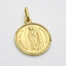 SOLID 18K YELLOW GOLD LADY OF GUADALUPE, 13 MM, ROUND MEDAL MADE IN ITALY SENORA image 1