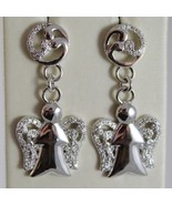 925 STERLING SILVER EARRINGS ANGELS PENDANT MADE IN ITALY BY ROBERTO GIA... - $164.00