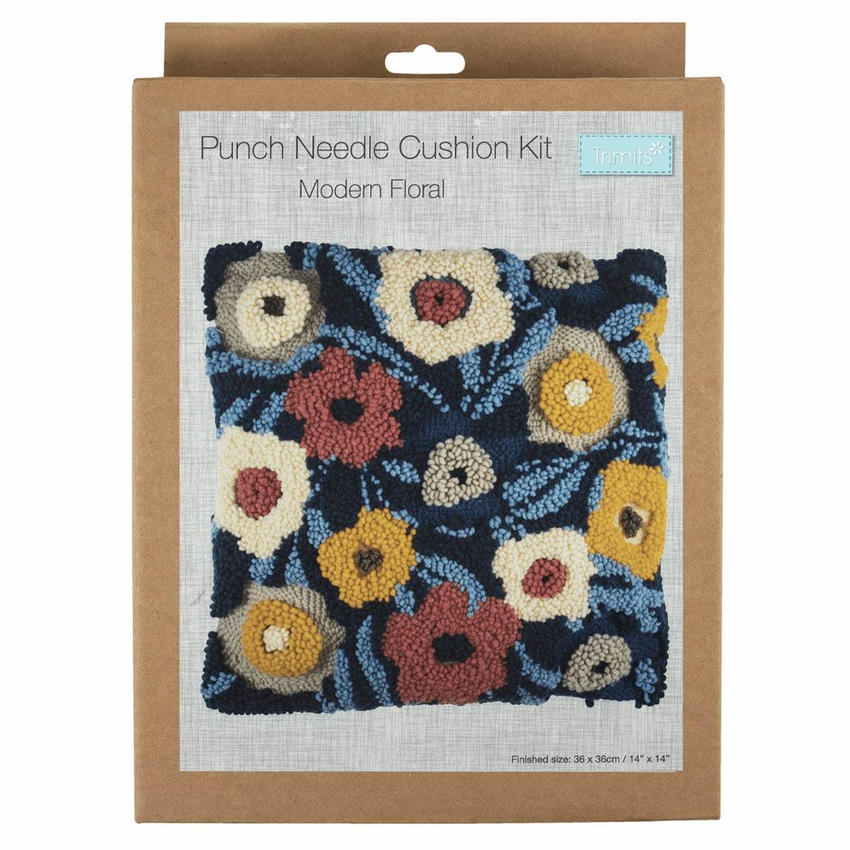 Trimits Punch Needle Kit Cushion: Modern Floral