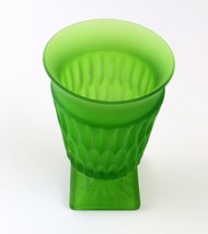 Matte/Frosted Green, Square Base Tapered Ribbed Decorative Glass Vase  - $11.82