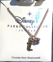 Disney Park Mickey Faux Gem Icon Lower Case Letter Initial T Necklace Gold Color