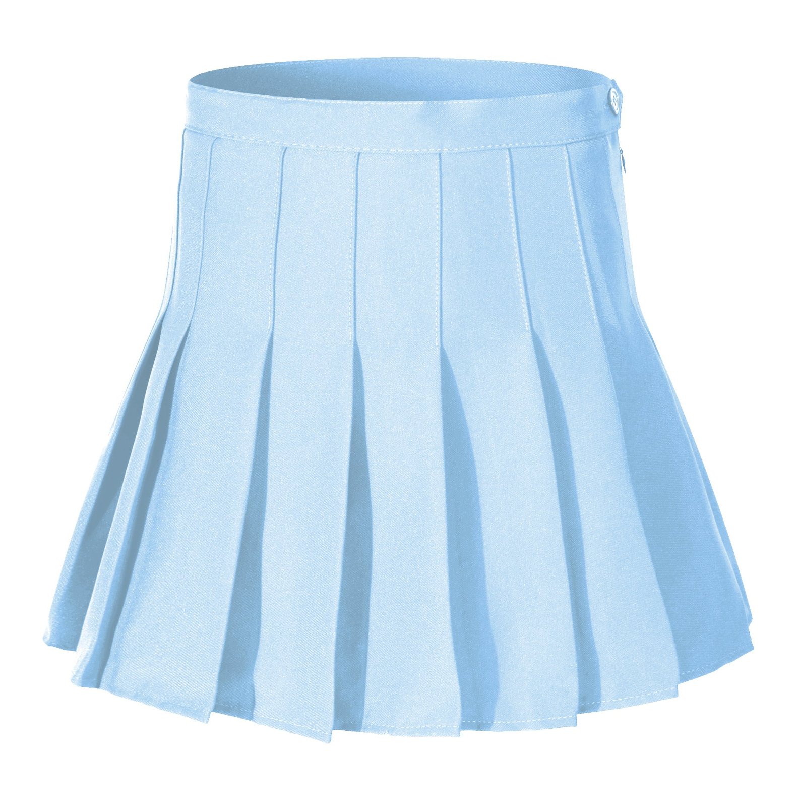 Women's High Waist Solid Pleated Mini Tennis Skirt (XL, Light blue)