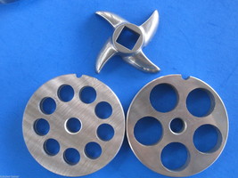 3-pc #22 Meat Grinder plate disc knife 1/2&quot; &amp; 3/4&quot; SET for Weston 08-2201 - $44.84