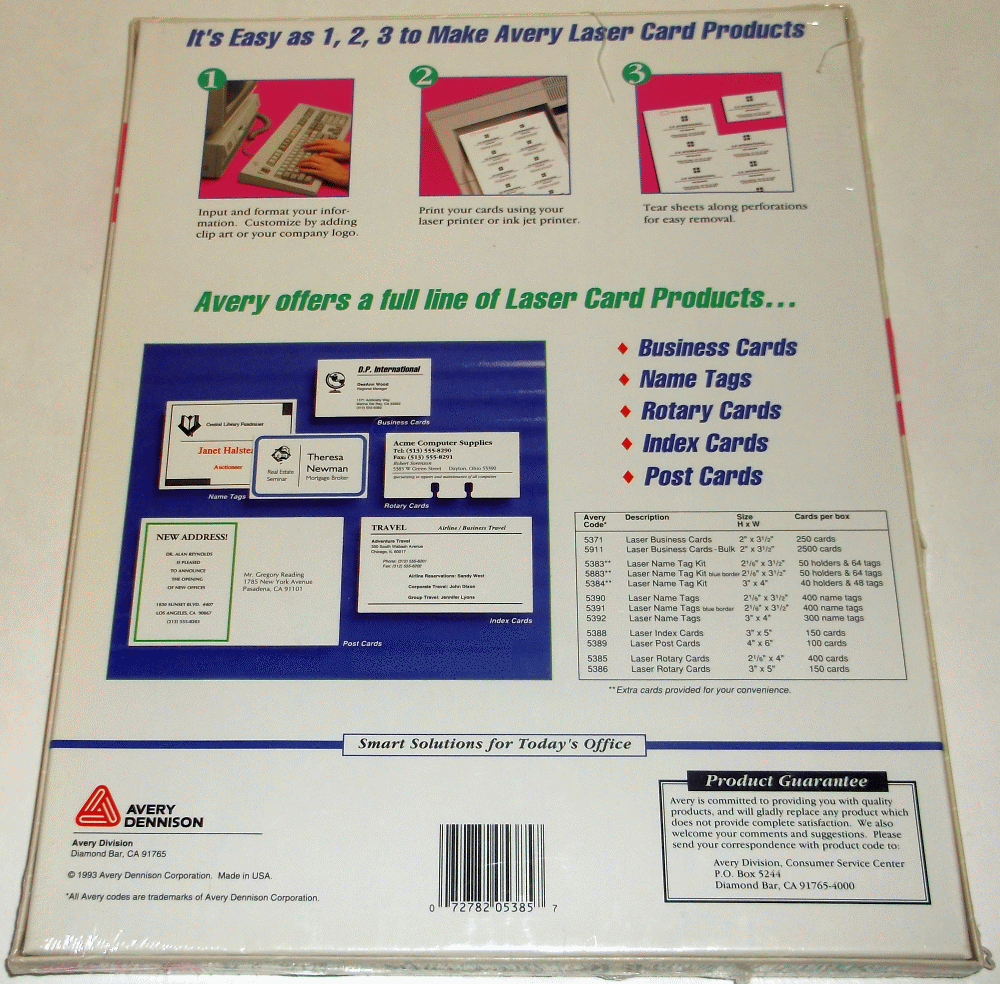 Avery Laser Rotary Cards 2 1/6" x 4" 8 Cards/Sheet 400 Rotary Cards