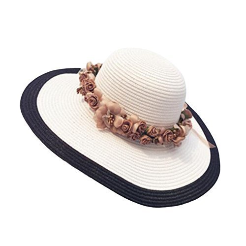 George Jimmy Beach Outdoor Flower Sunscreen Hat Fashion Women Straw Sunhat-A5