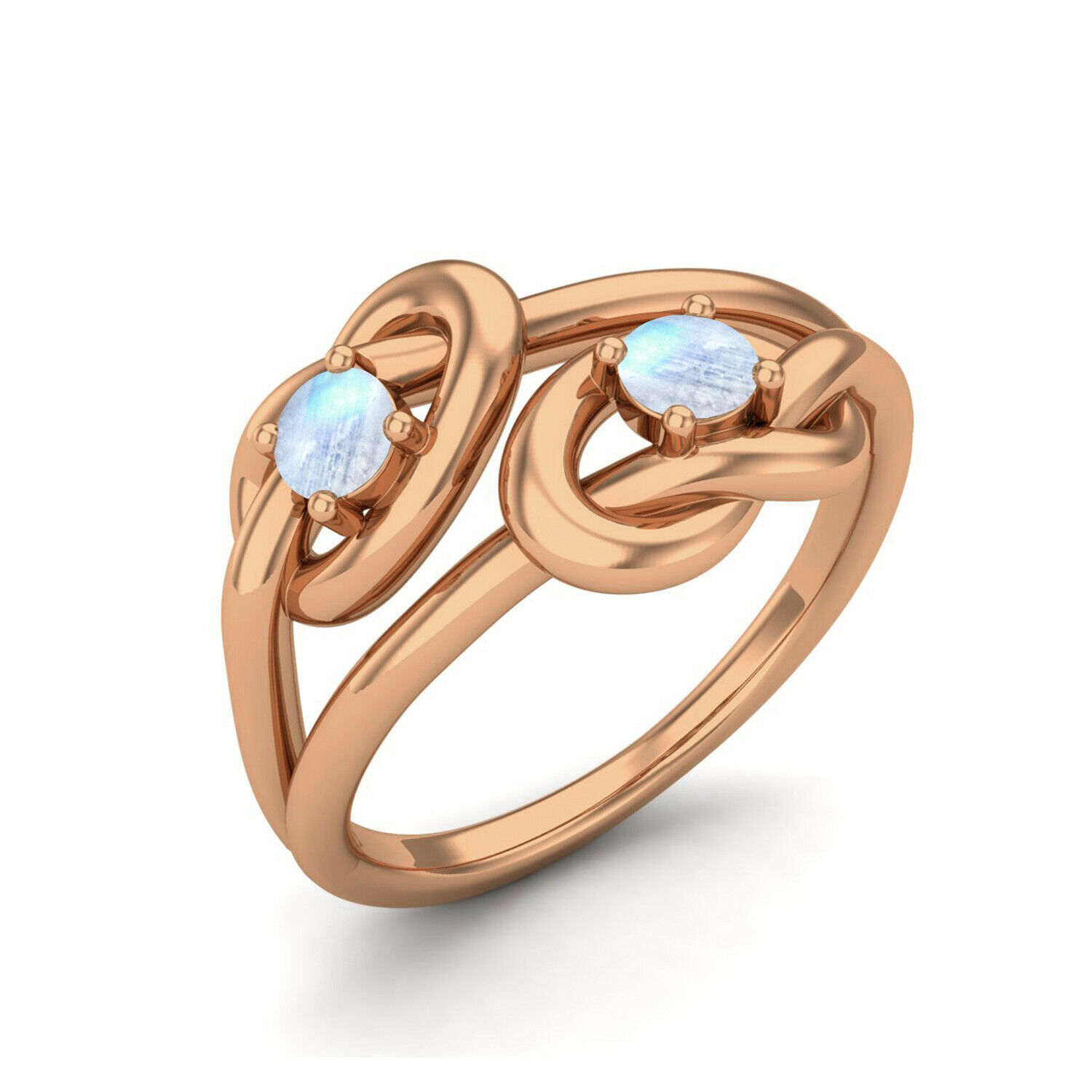 0.20 Ctw Round Moonstone 9K Rose Gold Stackable Women Ring