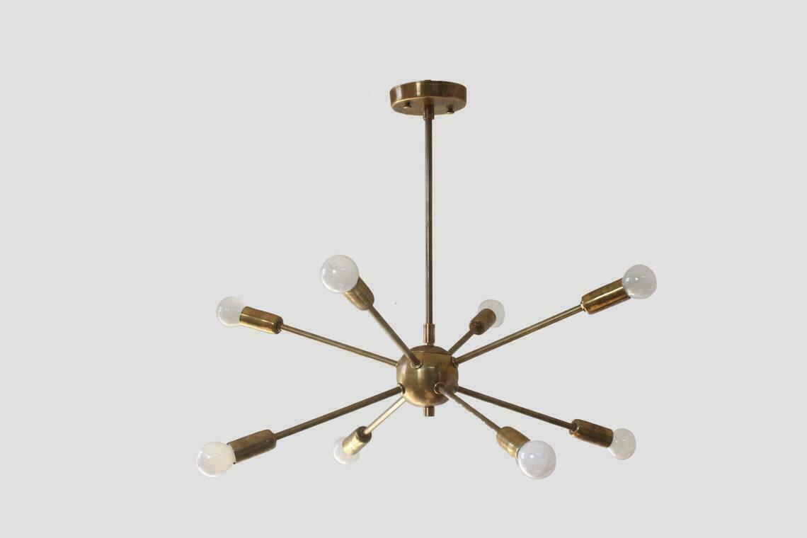 8 Light Mid Century Brass Sputnik chandelier light Fixture Premium quality Item