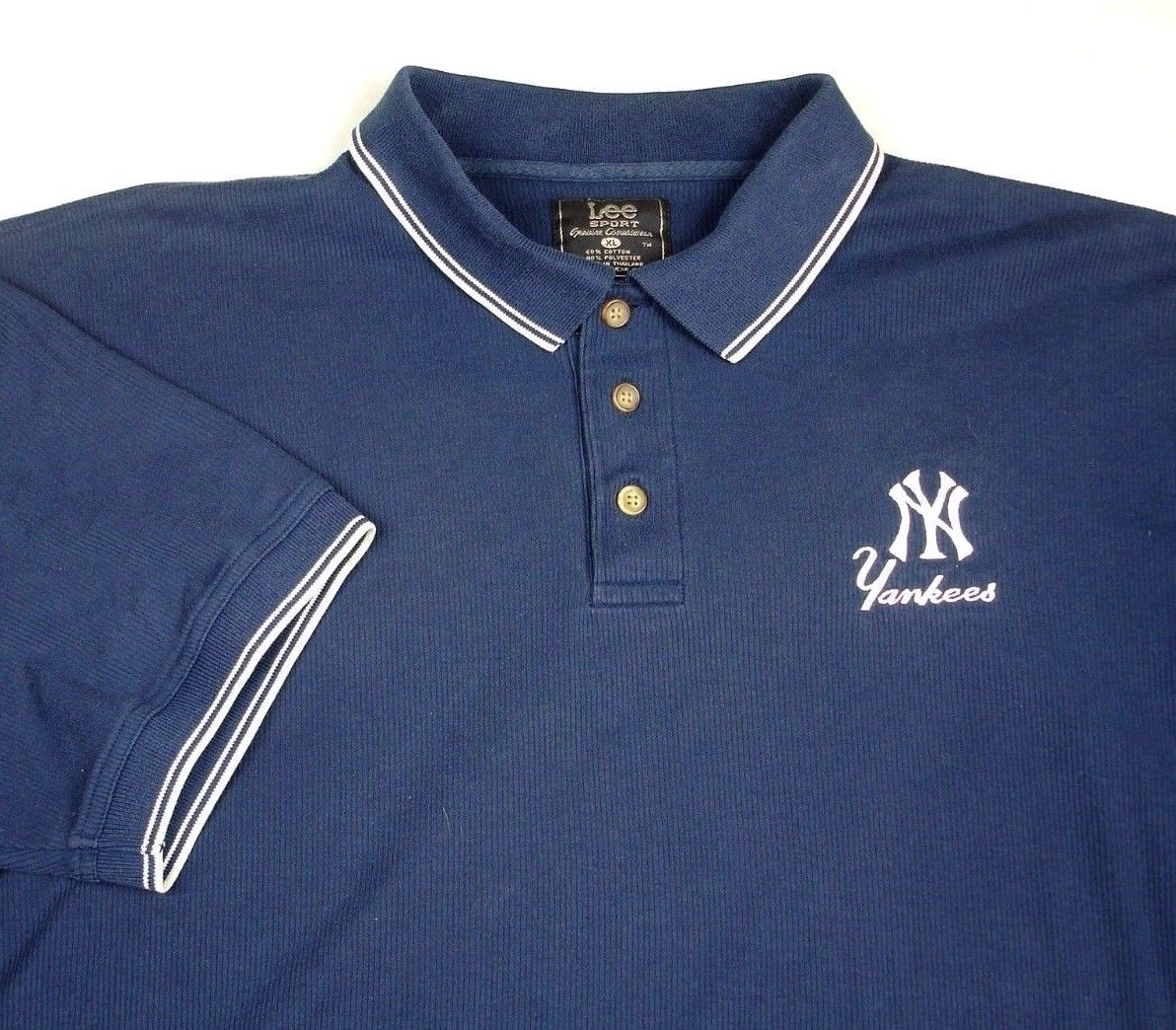 New York Yankees Lee Sports Golf Polo Shirt Blue MLB Sz XL EUC