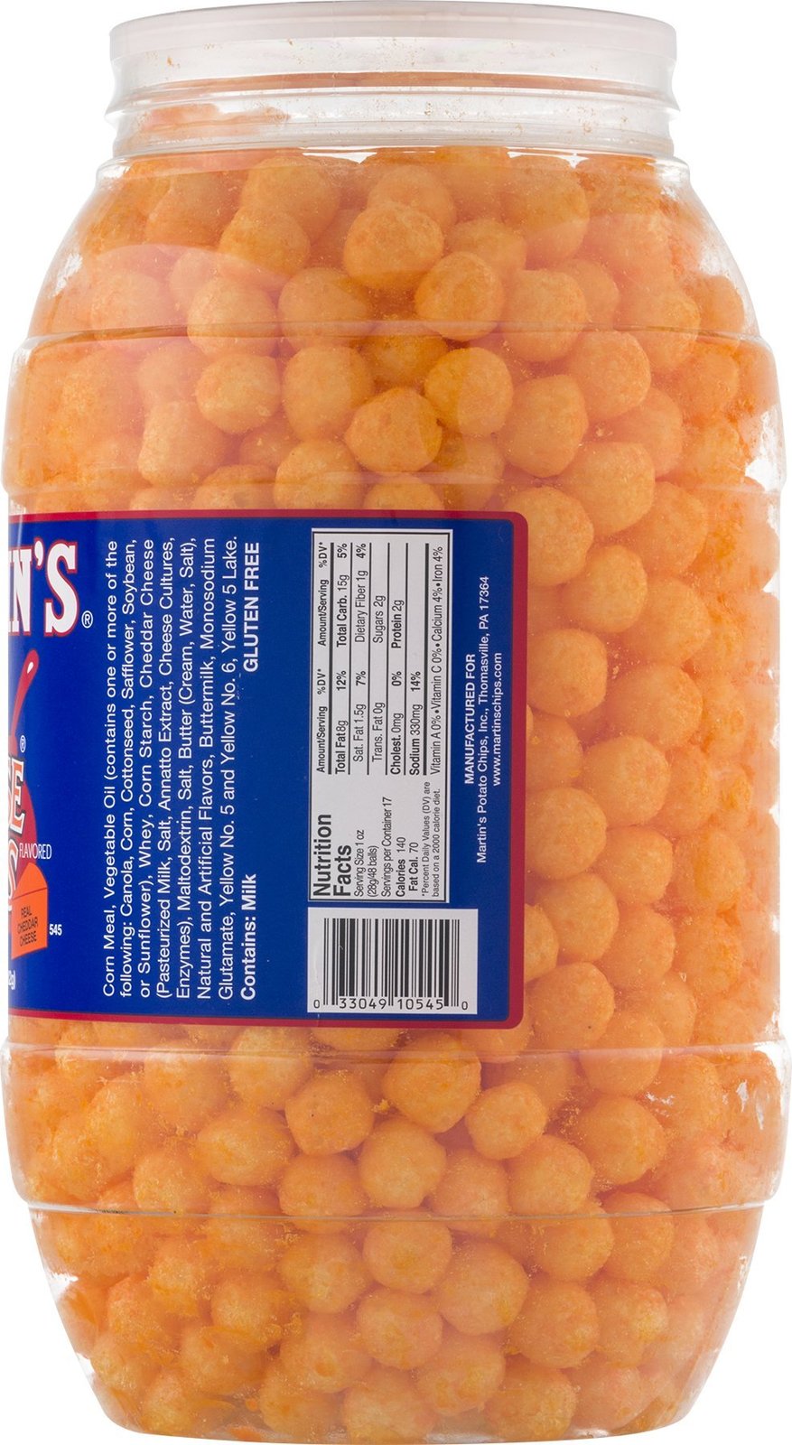 Martin's Cheese Balls Real Cheddar Cheese Flavored2 Barrels Food
