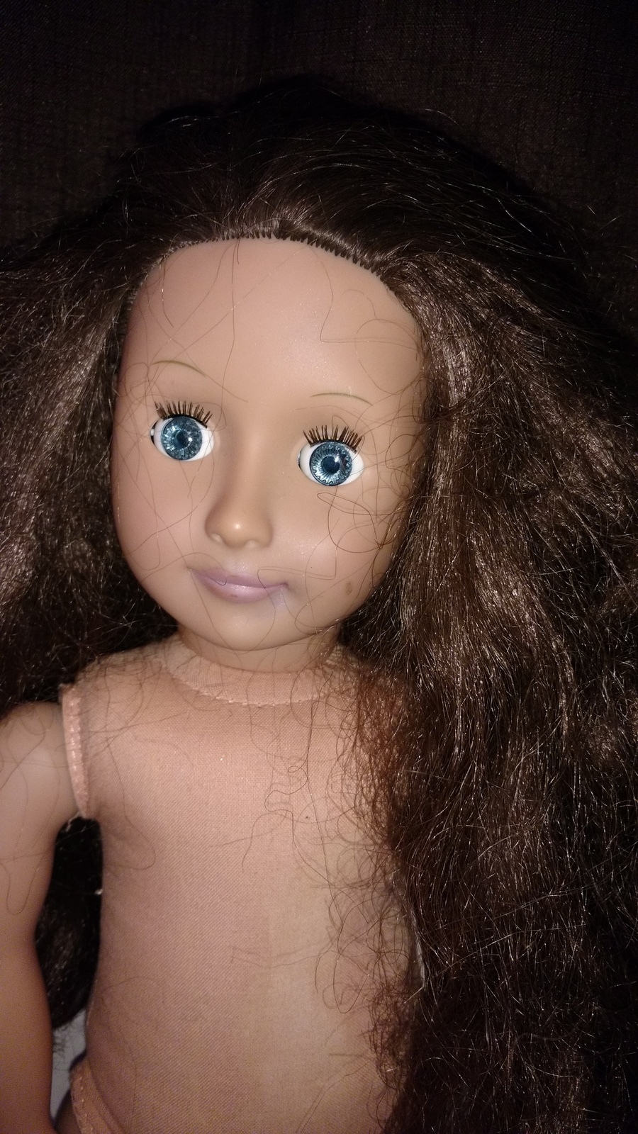 18 inch doll brown hair blue eyes