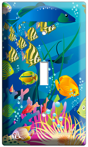 NEW TROPICAL SEA EXOTIC CORAL AQUARIUM FISH SINGLE LIGHT SWITCH WALL PLATE COVER
