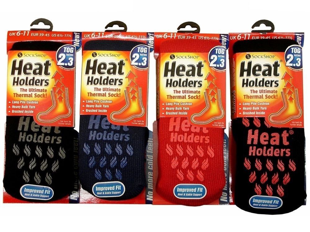 Heat Holders Mens Thick Winter Thermal Non Slip / Skid Gripper