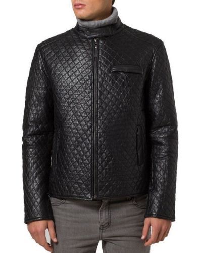 Men quilted leather jacket, men quilted motorcycle jacket, Mens leather ...