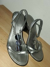 NINE WEST Silver Peep Toe Heels Slingback Size 7.5 M - $12.91