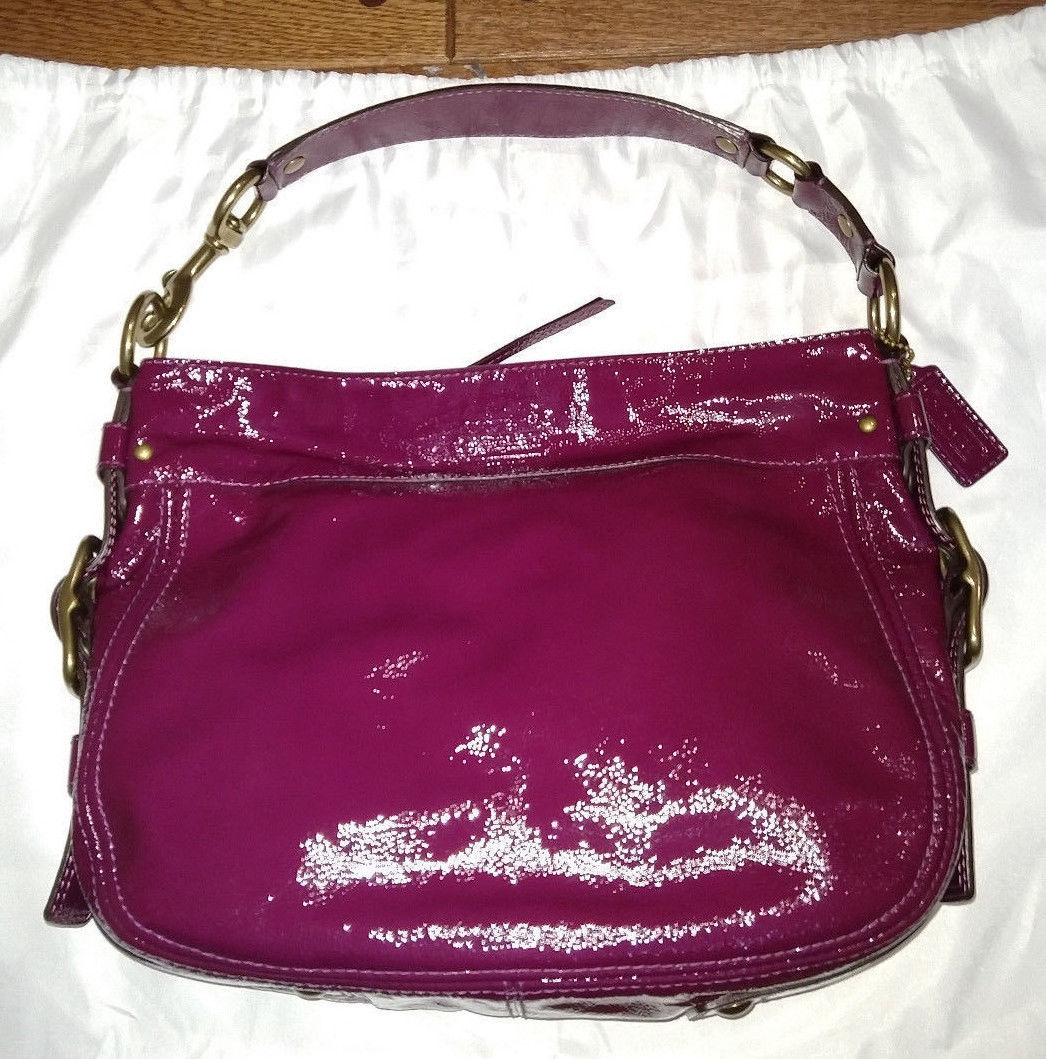 purple patent leather coach purse