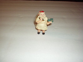 Antique Ceramic SANTA Figurine in work Apron Repairing Train Toy w/Gold ... - $7.99