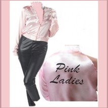 Embroidered Pink Ladies 50's Pink Satin Grease Zip up Bomber Windbreaker Jacket
