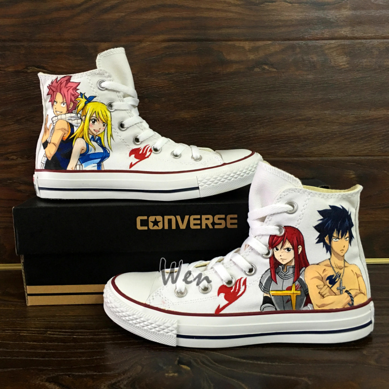 Unique Anime Converse All Star Hand Painted Shoes Fairy Tail High Top Sneakers