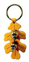 YELLOW OAK LEAF DOOR CHIME - Handmade Stitched Leather &amp; Solid Brass Aco... - $29.97