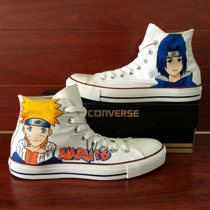 Hand Painted Shoes Naruto Sasuke Converse Sneakers High Top White Shoes Gifts