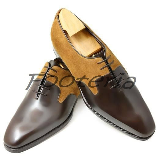 Handmade men two tone shoes, brown and beige shoe, leather shoes for ...