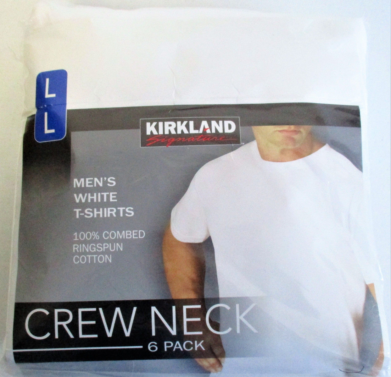 Men's Kirkland Signature Crew Neck T-Shirts 6 Pack White Large (42-44 ...