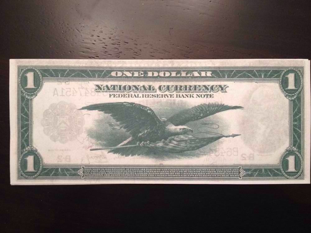 Reproduction $1 Bill Federal Reserve Bank Note 1918 Washington /& Flying Eagle