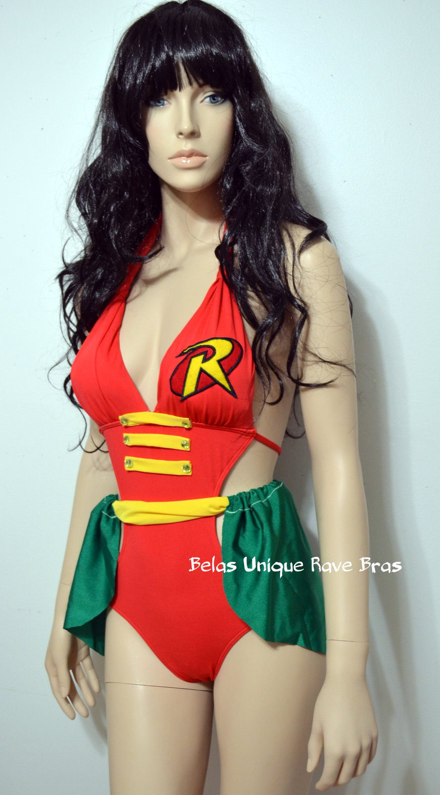 Batman Robin Monokini Cosplay Dance Costume Rave Bra Rave Wear Halloween