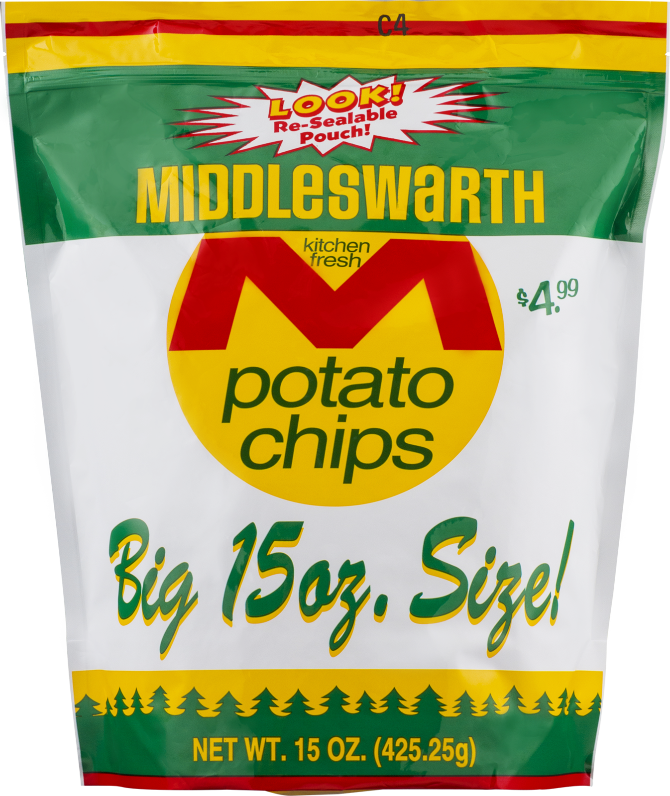 Middleswarth Kitchen Fresh Potato Chips! - Big Bag 15 Oz. (4 Bags ...