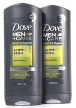 2 Dove Men & Care 13.52 Oz Sport Care Active Fresh Strengthening Body Face Wash