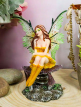Amy Brown Summer Sunflower Fairy Sitting On Giant Toadstool Mushroom Fig... - $40.99