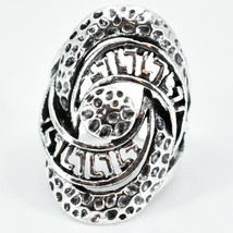 Bohemian Vintage Inspired Silver Tone Geometric Statement Accent Ring image 1