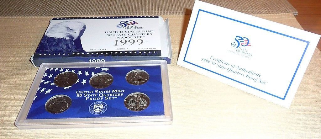 COA in Original Box Mint 5-Quarter Proof Set 1999-S U.S First State Quarters